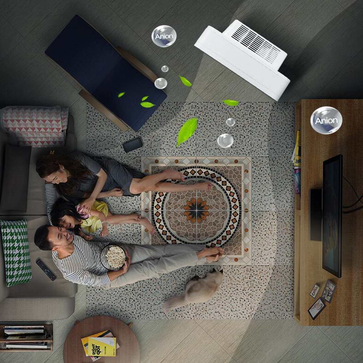 Purificateur d'air Intelligent, stérilisateur, nettoyage de la fumée et de l'air, filtre Hepa domestique Intelligent avec télécommande