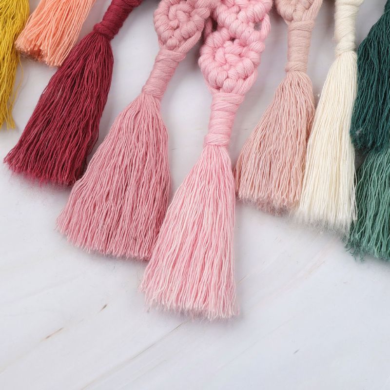Kvast nøgleringe til kvinder børn boho nøgleholder nøglering macrame taske charme bil hængende smykker legetøj til venner