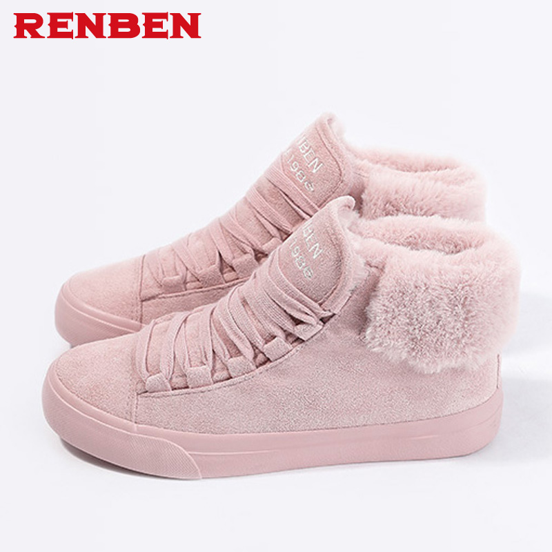 Botas de felpa cálidas para mujer, zapatos informales con plumas de ante para exterior, botas de nieve duraderas para mujer, calzado para mujer