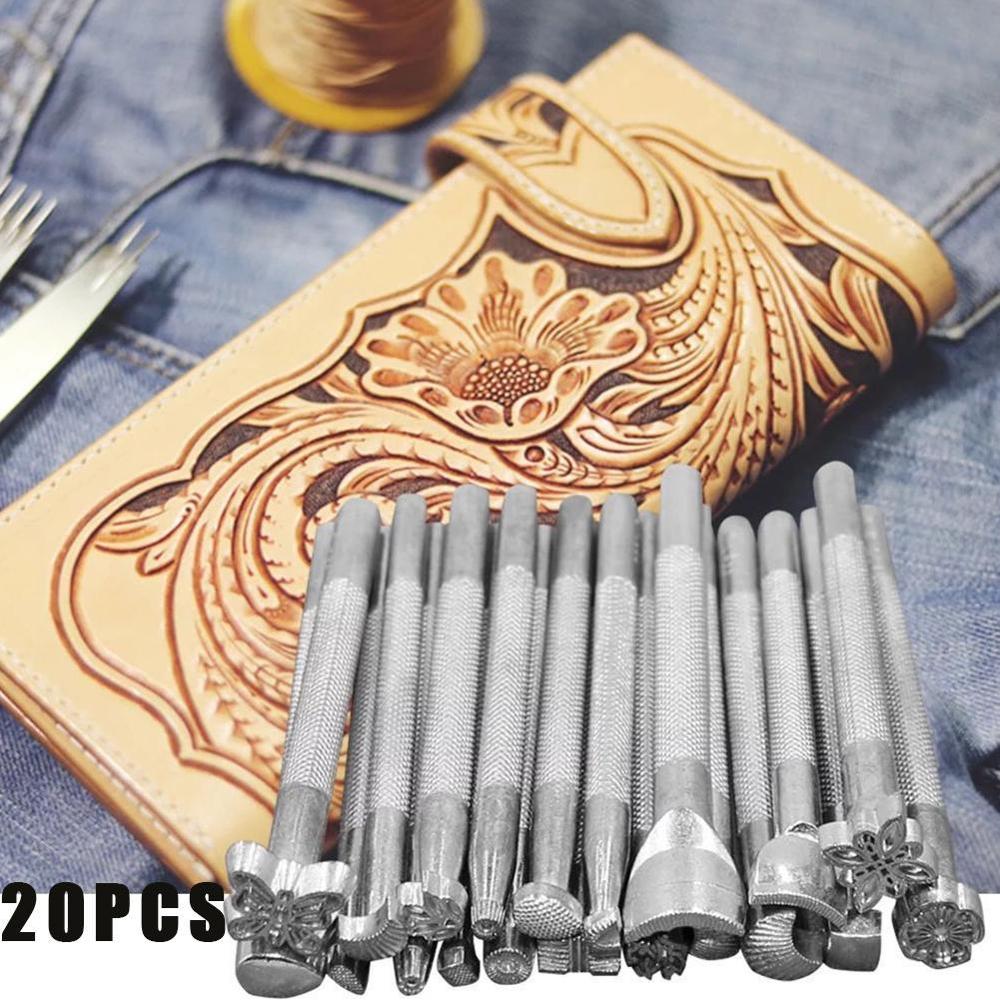 Leer Emboss Pen Lederen Carving Hand Working Saddle Maken Gereedschap Graveren Ambacht Set Lederen Afdrukken Leathercraft Gereedschap