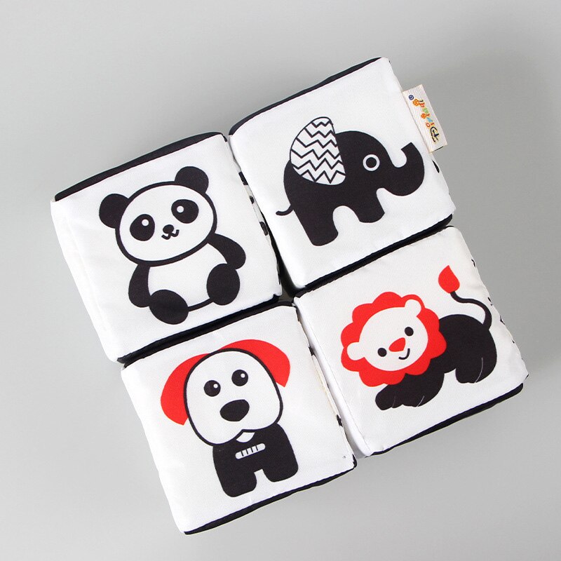 Cubo nero bianco animale integrazione sensoriale 0-24 mesi bambino giocattoli educativi precoci giocattoli di addestramento panno morbido Puzzle