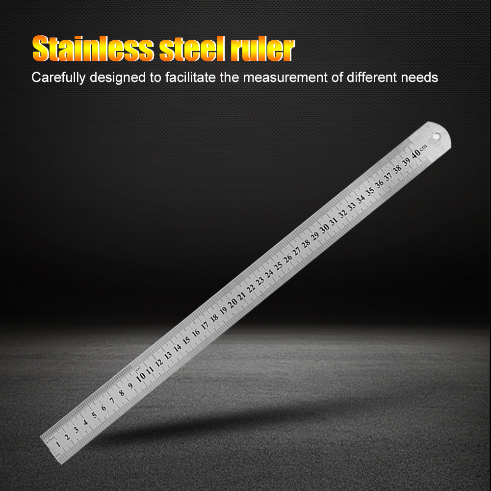 Metal Stainless Steel Ruler Double Side Centimeter Inches Scale Metric Ruler Drawing Architecture School Office Supplies 15-50cm