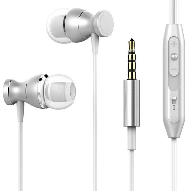 Auricolare per Lenovo K5 K5 Plus Lenovo A6020 A 6020 In-Ear Stereo Phone Headset Wire Control auricolare Fone De Ouvido con microfono: Argento