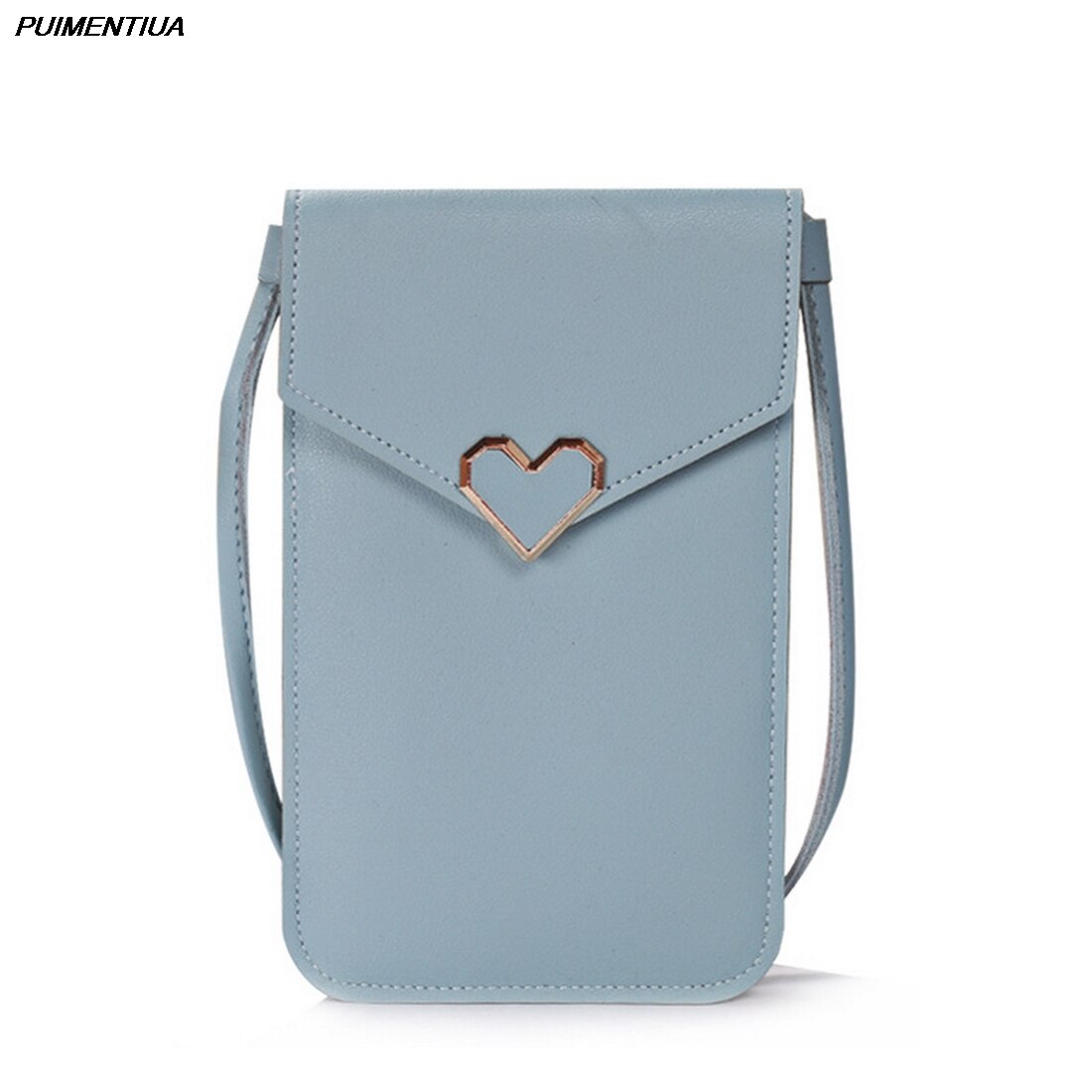 Puimentiua Women Wallet Pu Leather Shoulder Straps Shoulder Bag Mobile Phone Big Card Holders Wallet Handbag Pockets Girls: style 2-blue