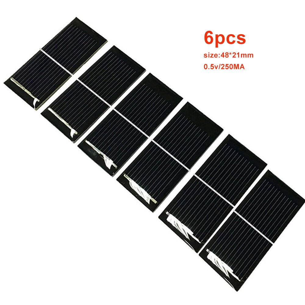 1W/2/4/6/8/50/100 Uds Panel Solar placa solar 5V portátil Mini celda solar DIY módulo monocristalino batería cargadores de teléfono de la ciencia: 6pcs