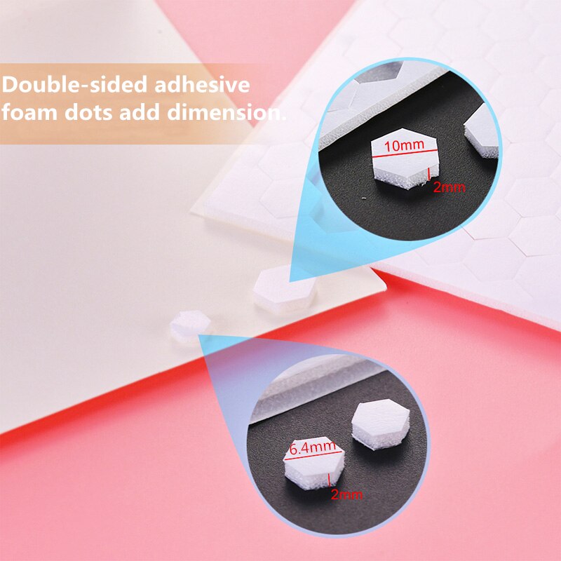 Double-Sided Adhesive Foam Dots 10mm/6.4mm Width To Craft Projects Hexagon for Diy Scrapbooking Card Making On Cardstock