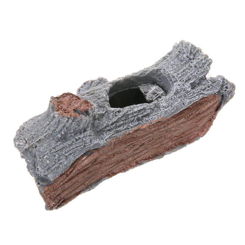 Aquarium Log Hide Polyresin Hollow Tree Log Ornament Hide Hiding Cave for Fish Tank Decoration Accessories 12.5x6.5x5cm