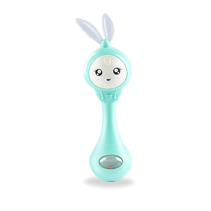 Baby Bunny Rattles Musical Shakers Smooth Hand Drums Molar Teeth Bells Rattles Bites Chews Grasp Training 0-12 Months Baby Toys: Light Green