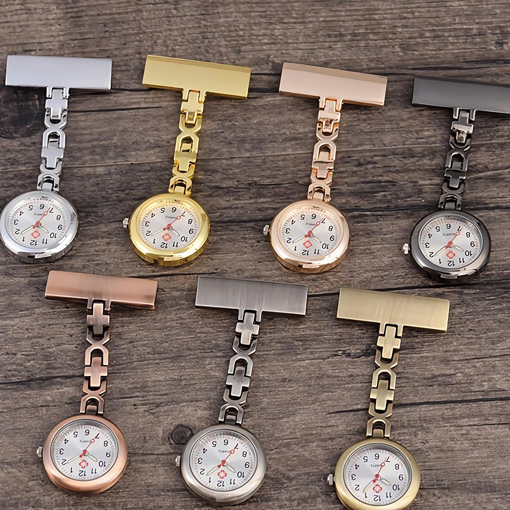 Montre de poche pour infirmières, avec cadran rond, pendentif à broche, Quartz, à la