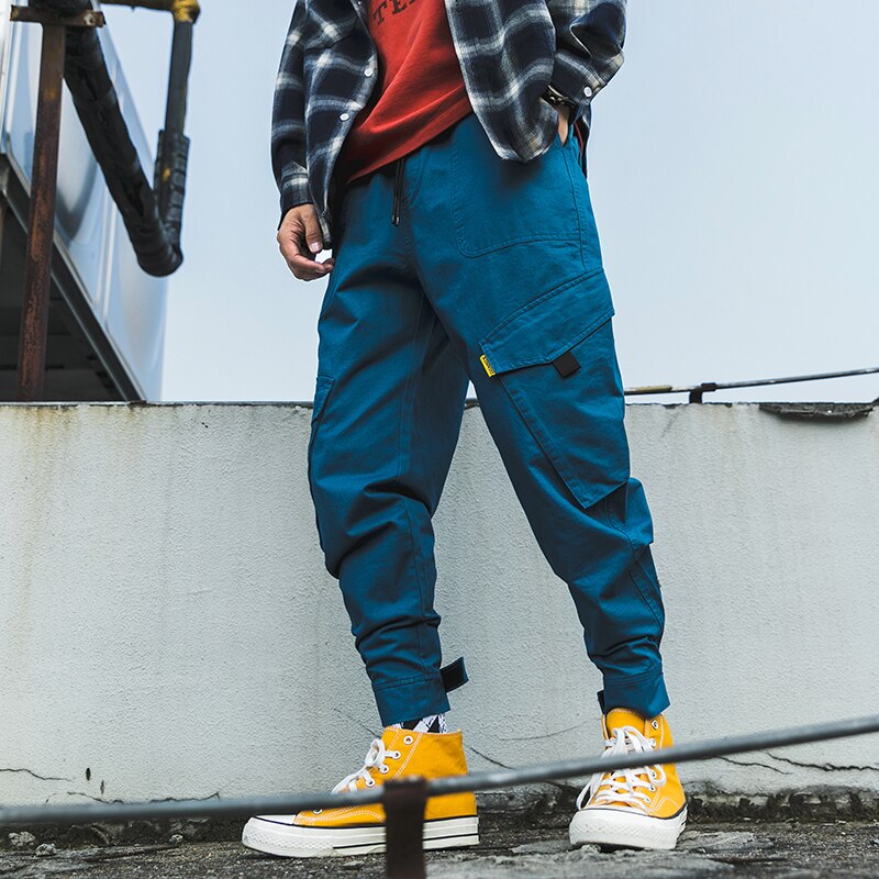 Lappster mænd streetwear hip hop cargo bukser overalls herre sorte casual harajuku sweatpants mandlige farverige joggerbukser 3xl: Xxxl / Blå
