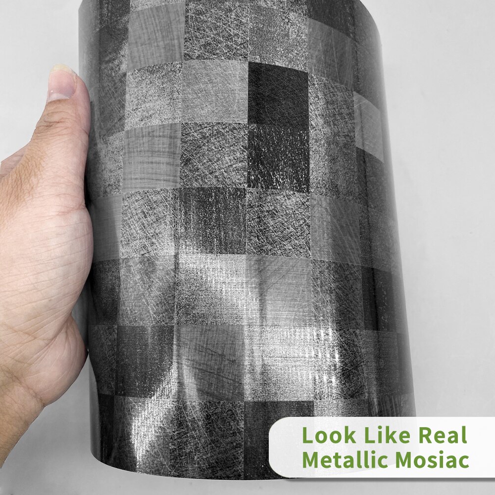 Funlife® Brushed Silver Mosaic Tile Sticker Peel&amp;Stick Self-Adhesive Kitchen Backsplash kitchen DIY Easy to Clean Wall sticker