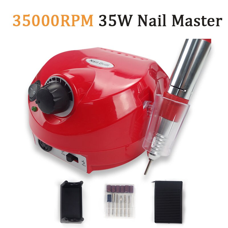 35000RPM Nail Drill Machine For Manicure Electric Equipment Nail Gel Polisher Strong Power Nail File For Manicure Nail Drill: Red Nail Drill