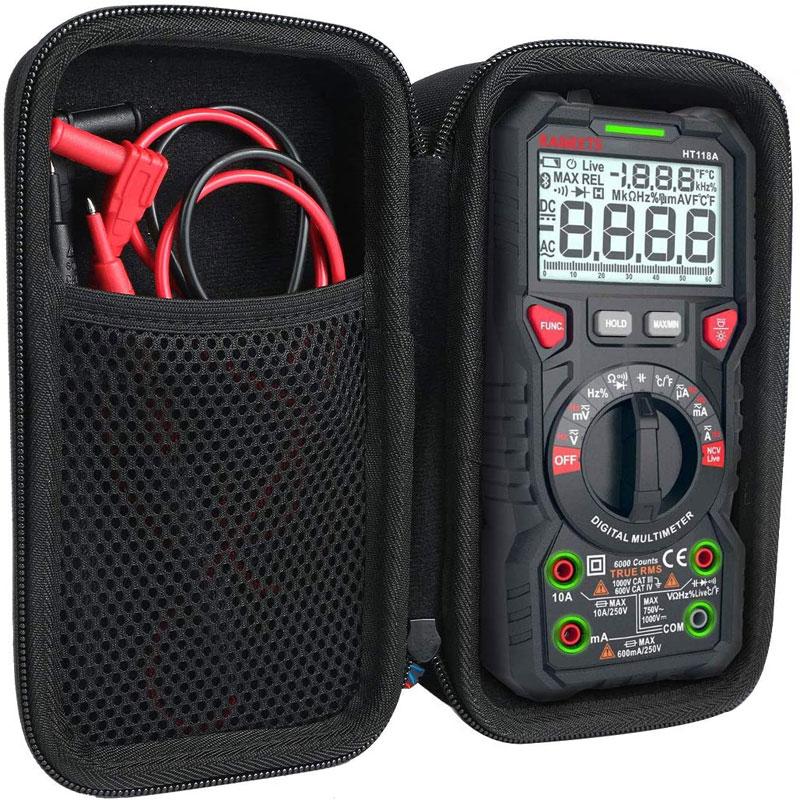 Aufbewahrungstasche für kaiweets digitalmultimeter trms 6000 counts voltmeter mit automatischer bereichswahl, wasserdichte aufbewahrungsbox mit reißverschluss