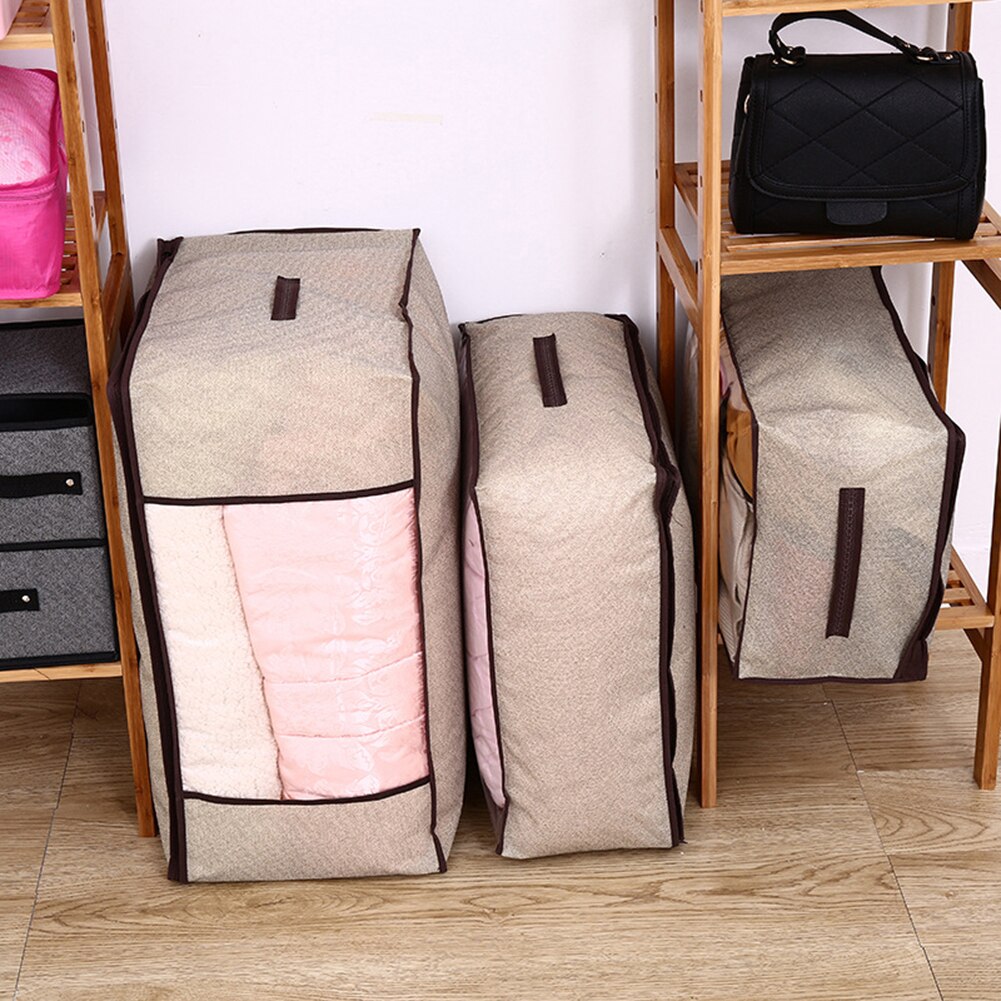 Stor kapacitet ikke-vævet stof opbevaringspose fugtighedsbestandig støvtæt sengetøj dyne tøj tæppe pude garderobe arrangør