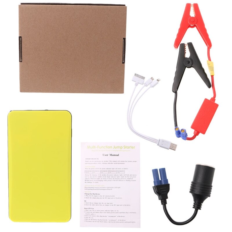 12V 20000mAh Multi-Function Car Jump Starter Power Bank Emergency Charger Booster Battery: Yellow