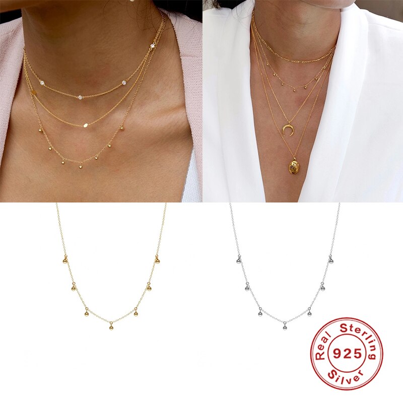 Solid 925 Sterling Silver Korean INS Choker Necklace For Woman Anniversary Valentine's Day Party Chain Necklaces Jewelry Collare