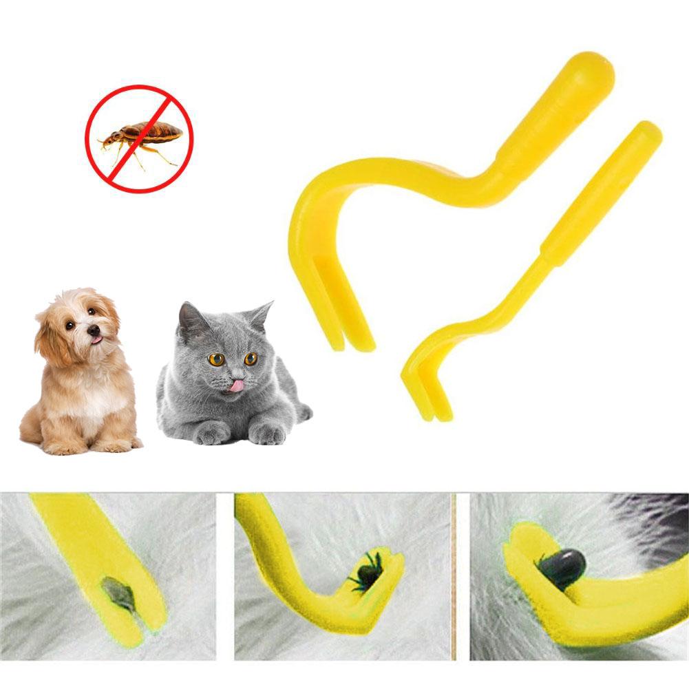 2PCS Pets Tick Removal Tool Cat Dog Pet Tick Remover Set Tool Hook Tool Lice Mascota Garrapata Hook Tool Dogs Cleaning Supplies: Yellow