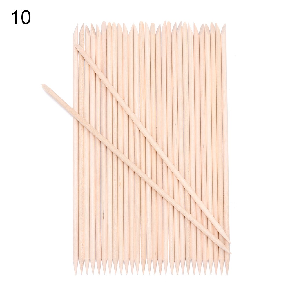 10/30/50/100 stk orange træpinde til neglebånd pusher neglebånd fjern værktøj gafler til negle eksfoliering manicure værktøj neglekunst: 10 30 stk