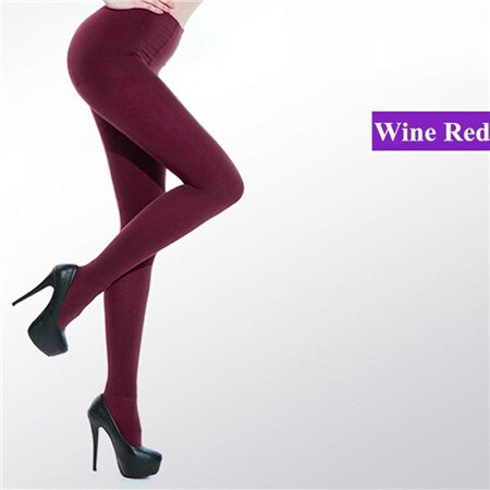 8 Colors Women's Spring Autumn Footed Opaque Pantyhose Tights Women Solid Stratch Chic Tights: Burgundy