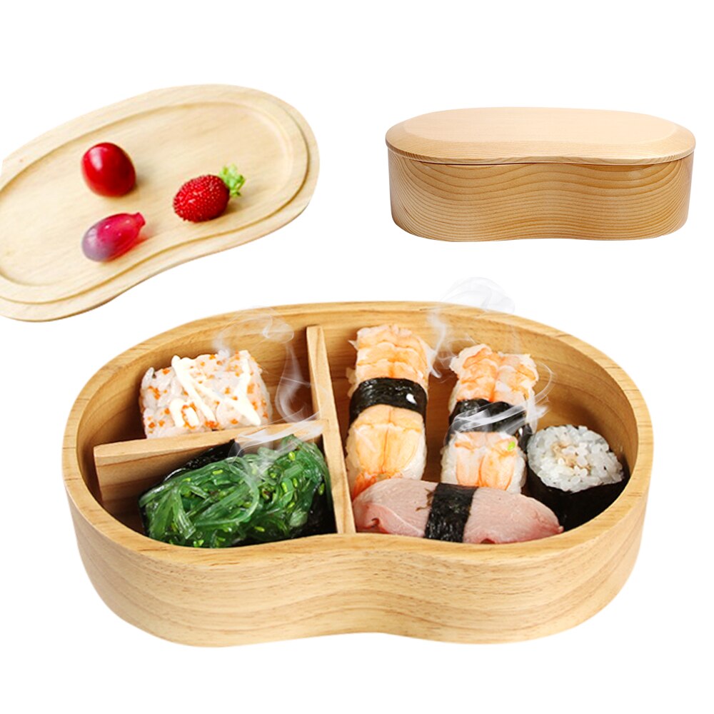 Wooden Lunch Box Set Student Bento Boxes Kit Eco-friendly Japanese Food Container Kitchen Tableware Sushi Case with Compartment