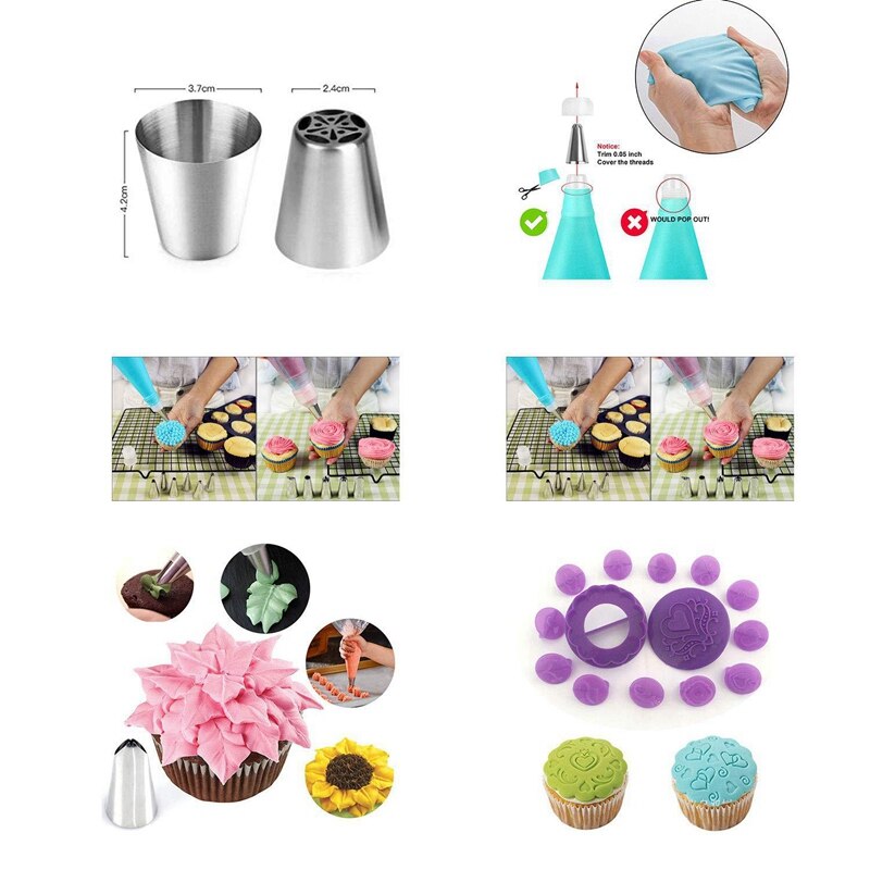 Douilles Pâtisserie - 6 Pcs Énorme DIY Kits Pour Décoration De Gâteaux Pour Gâteau, Cupcake Biscuit, Cookies Dessert Pâtisserie