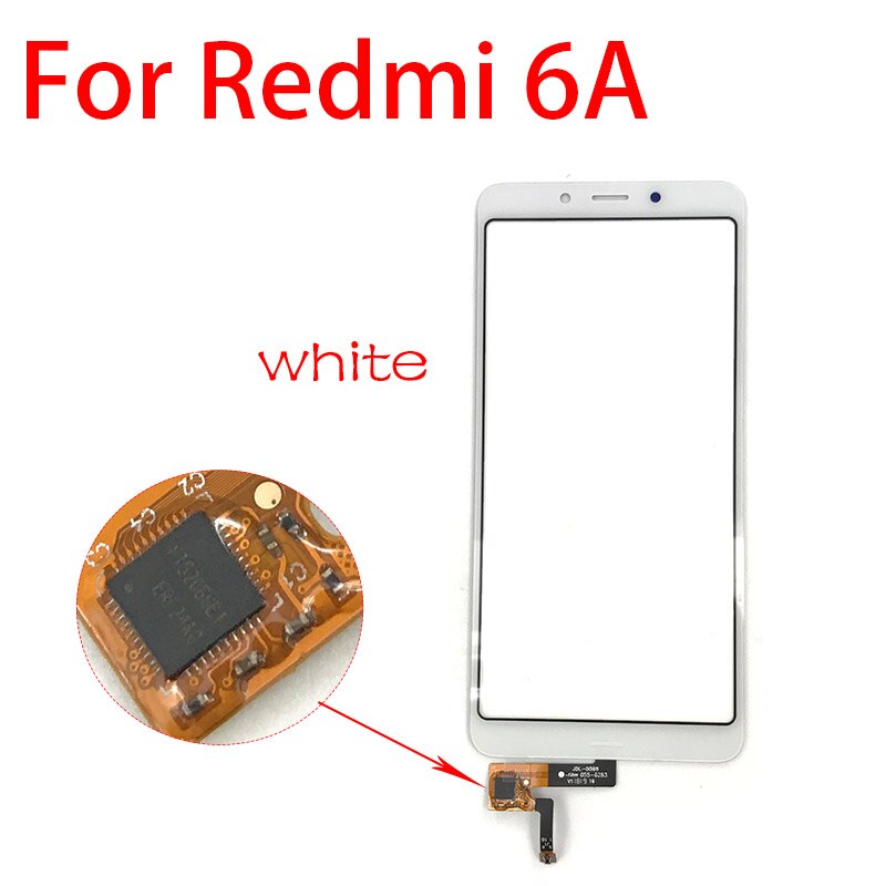 Reemplazo del Panel de cristal del digitalizador del Sensor de la pantalla táctil para Xiaomi Redmi 4A 4X 5A 6A 7A: For Redmi 6A white