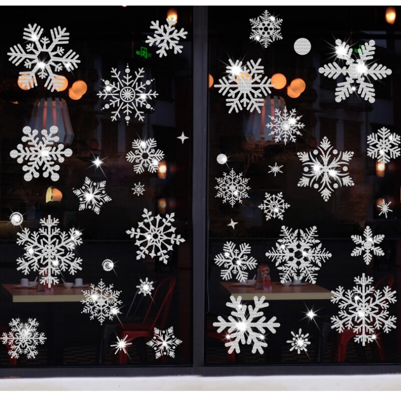 Gold/Silver Snowflake Electrostatic Sticker Window Kids Room Christmas Wall Stickers Home Decoration Year Wallpaper ·