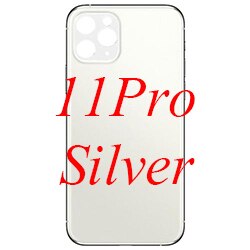 Carcasa de repuesto de cristal trasero con orificio grande para iPhone 11 11Pro 11Pro Max carcasas y marcos para teléfonos móviles: 11Pro Silver