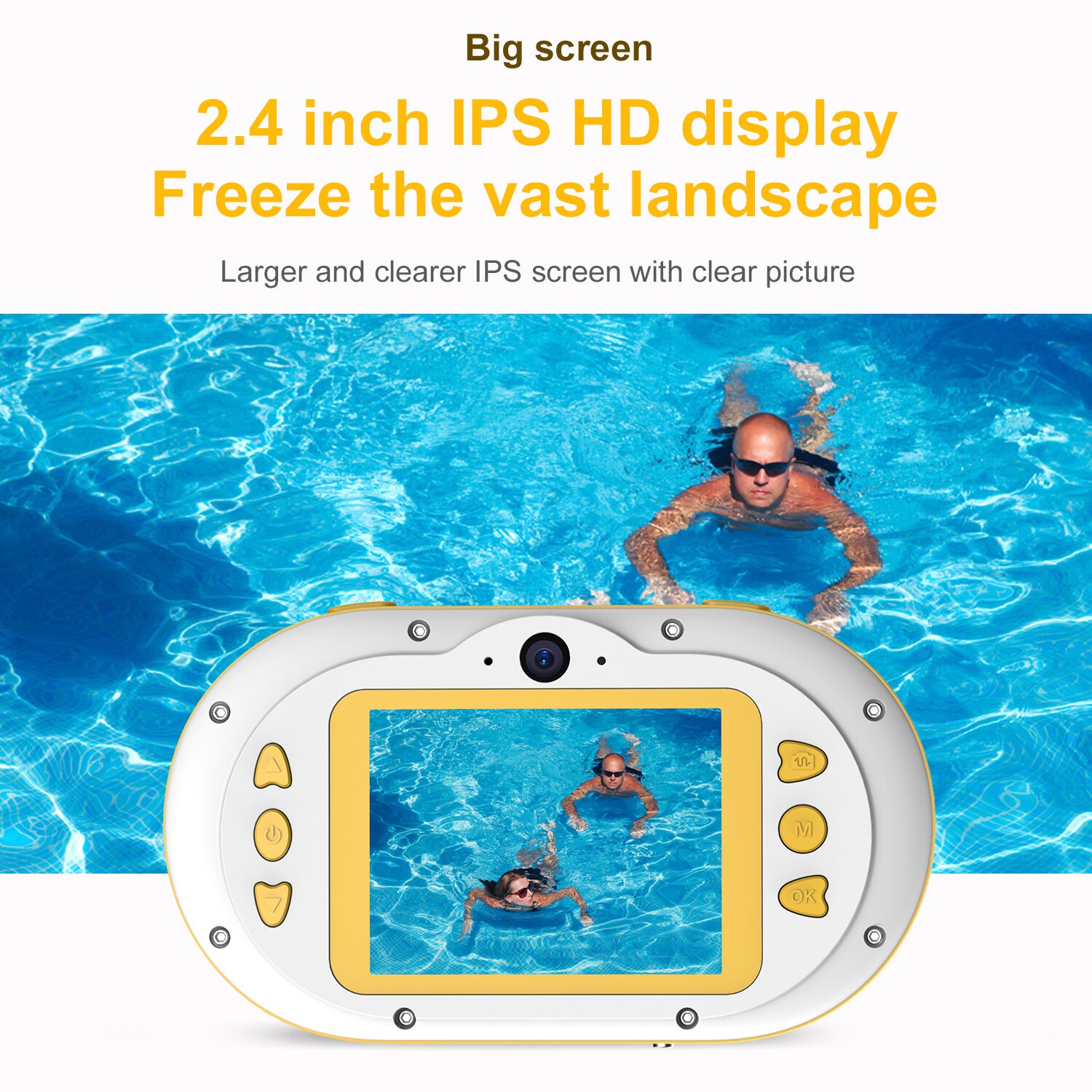 8MP Children Digital Camera Kids Waterproof Camera with Front and Rear Dual Cameras 2.4 Inch IPS HD Display Screen
