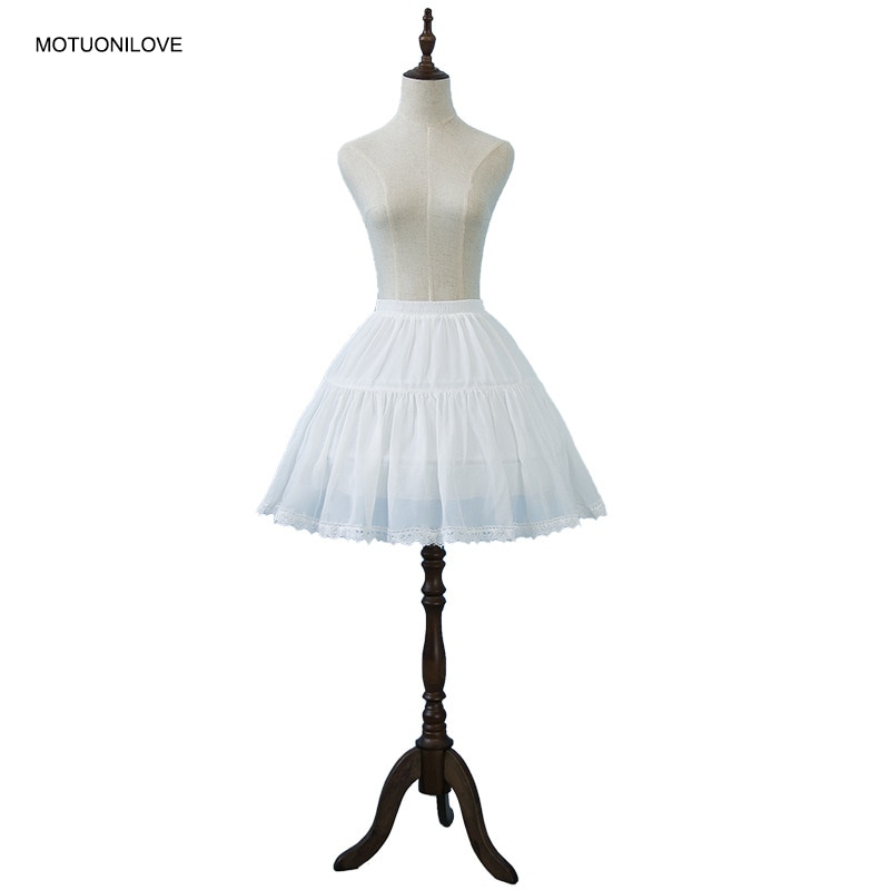 Factory Direct White Short Womens Petticoats For A Line Dress Lace Edge Lolita Rockabilly Underskirt Jupon Femme
