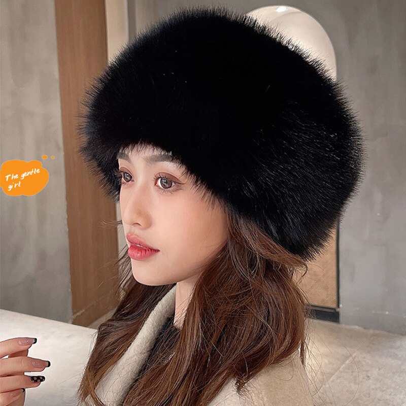 Winter Thick Fluffy Headband For Women Men Fur Hairband Russian Furry Earmuffs Elastic Turban Wide Headwear Ski Hats Accessories