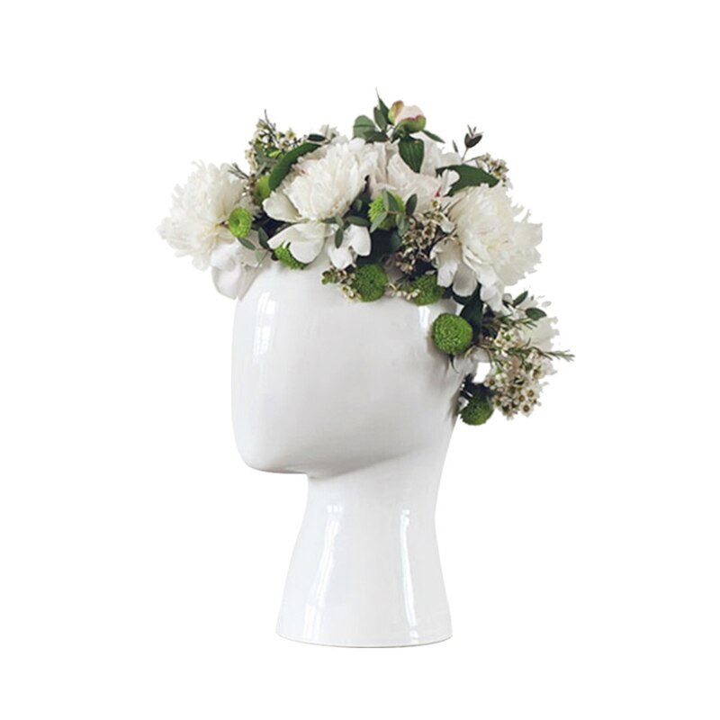 Cabeza de hombre flor florero jarrón decorativo bastract florero de cerámica de escritorio decoración muestra habitación florero olla de