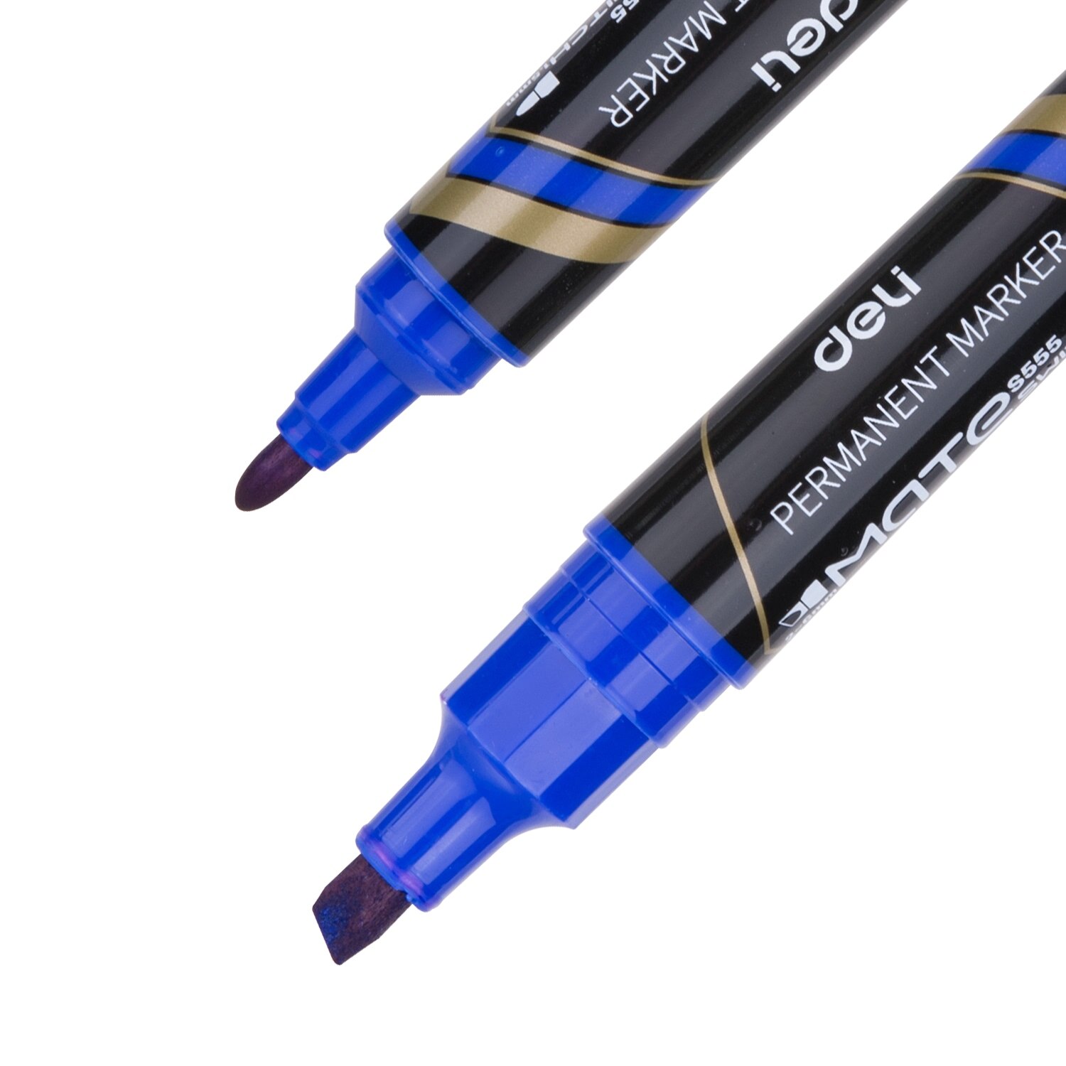 DELI Permanent Marker Dual Tips 10PCS/Box Bullet Tip 1.5mm Chisel tip 1-6mm Stationery Water Proof Permanent Marker Pens