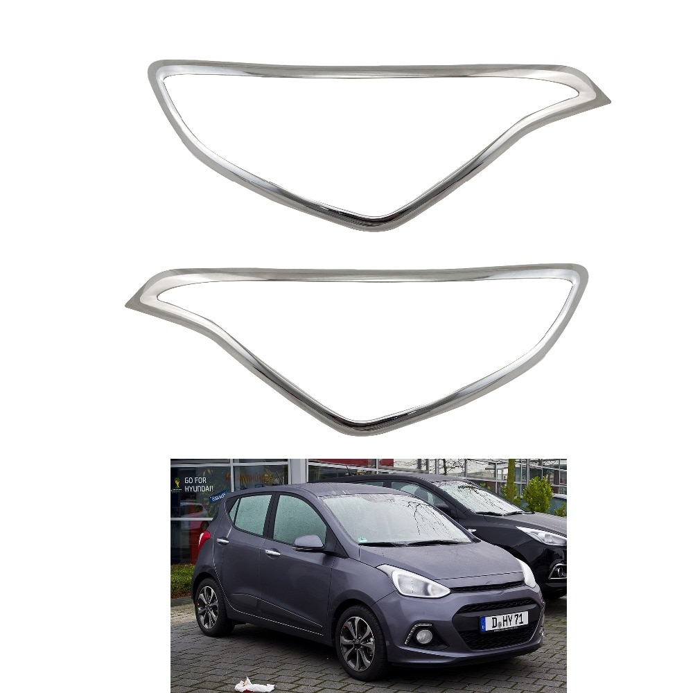 2 stuks ABS HEAD LAMP COVER Auto Chrome Strips Voor Hyundai Grote i10 Accessoires Koplampen Cover Trim