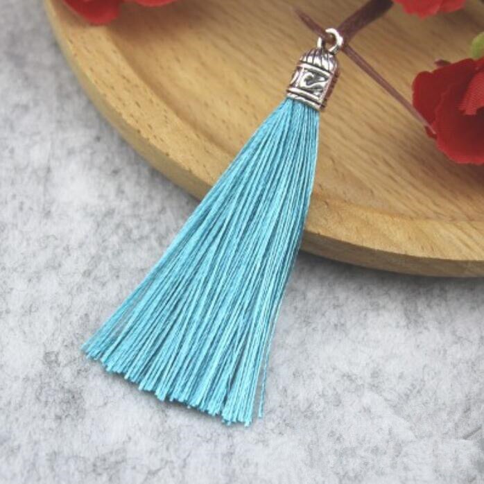 Rideau de bijoux avec pompon en argent, 10 pièces, accessoires de décoration pour vêtements, porte-clés, sac de téléphone portable, franges, garniture, sangles suspendues: Sky Blue