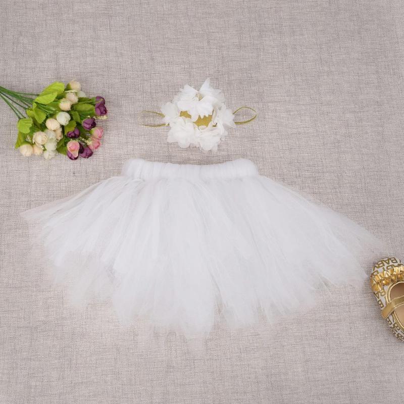 Jupe Tutu de danse florale pour filles | 2 pièces, accessoires de photographie, bandeau, pour bébés filles