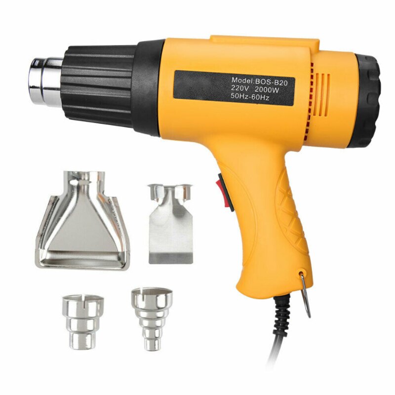 220V 2000W Electric Heat Tools for Soldering Pipes Shrink-fitting Stripping Paint Dual Temperature Air Tool with 4 Nozzles