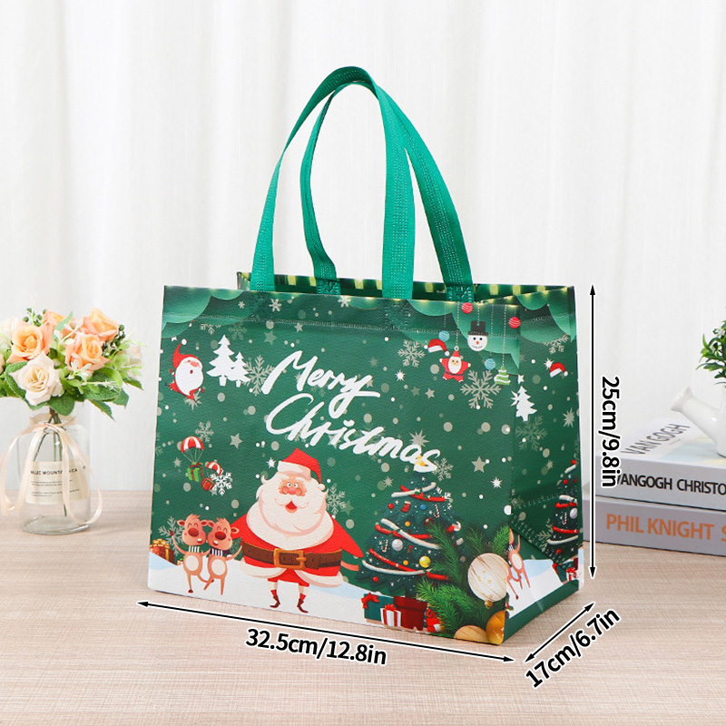 Sacs joyeux noël pour emballage , sacs pliables de noël, fourre-tout de noël, flocon de neige, rangement de du père noël: vert militaire