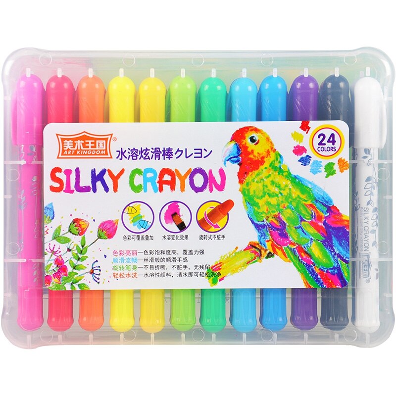 Silky Krijt Voor Tekening Roterende Wasbaar Kleur Verf Potloden Pastel Set Voor Verf Kunstenaars Kids Voor Kleuterschool: 24 colors set