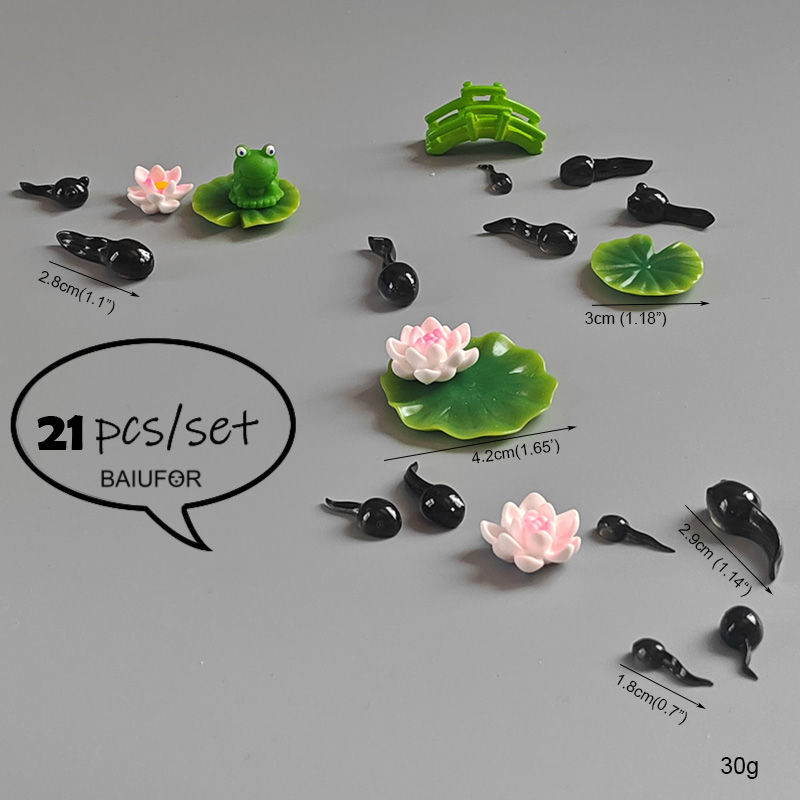 BAIUFOR pez hoja de loto pato de dibujos animados conjunto terrario acuario figuritas DIY Hada jardín pecera paisaje miniatura decoración del hogar: Caqui oscuro