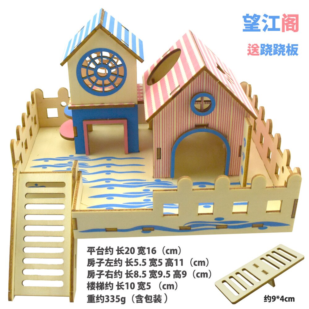 Hamster Hideout Houten Hut Kleine Dieren Dubbellaags Villa Rat Kamer Huis Kooi Oefening Speelgoed Met Ladder Board: M