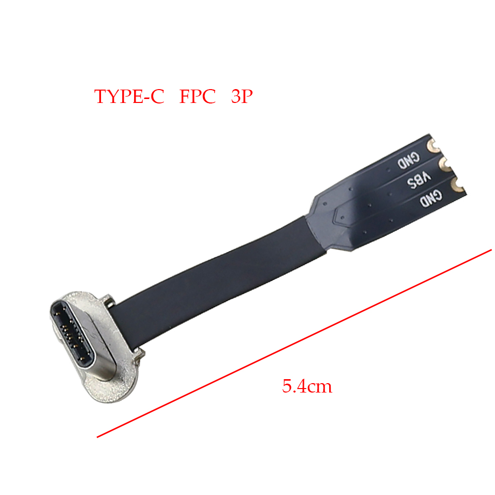 USB C tipo C FPC 2 pines 3 pines con resistencia R1 Cable plano suave Cable de carga macho extensión de Cable de carga de carga rápida para teléfono: Plata