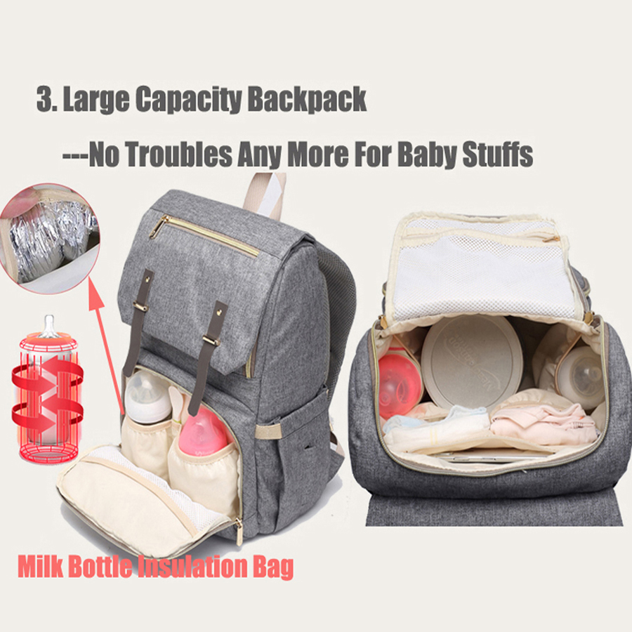 Pyeta baby bleetaske med usb-port vandtæt bleetaske mommy rygsæk bærbar taske barsel taske med genopladelig flaskevarmer