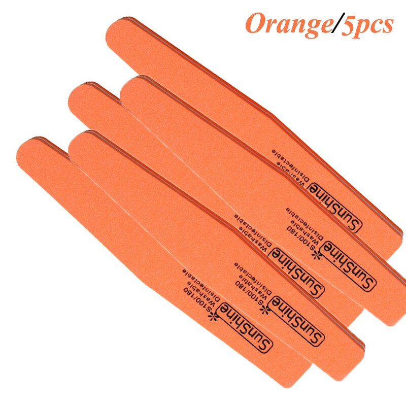 60 pcs Nail Files Nail Buffer Buffing 100/180 Nail Beauty Tools Diamond Spong Bloc Polissoir Ongles DIY Nail Tools: 5pcs-Orange
