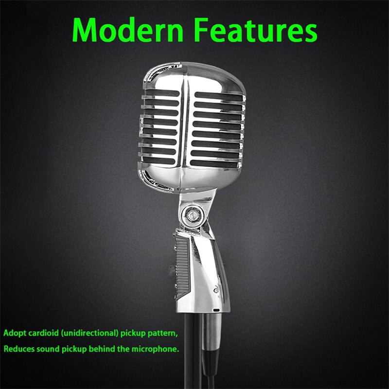 Micrófono de Metal Vintage para SHURE 55SH, micrófono Vocal dinámico clásico, soporte Universal para actuaciones en vivo, Karaoke
