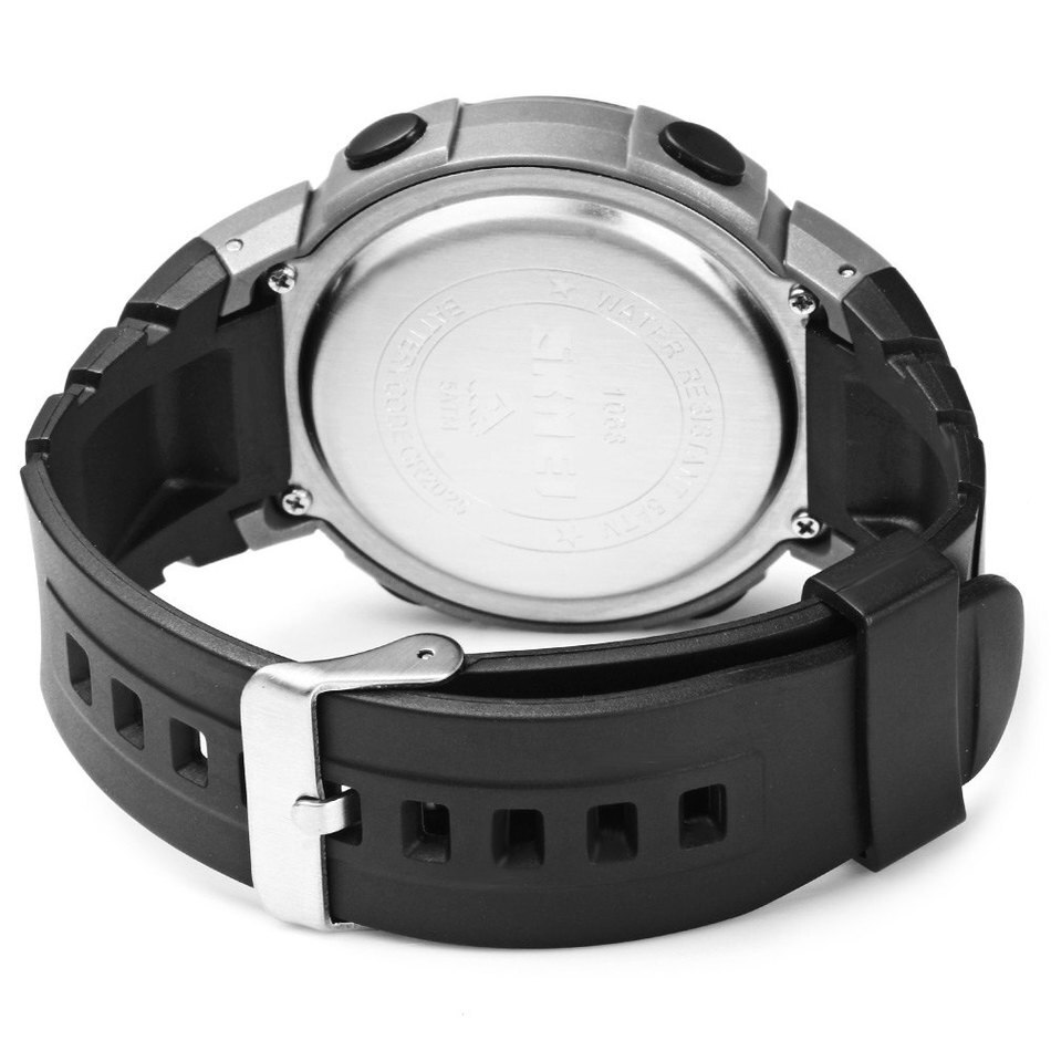 Skmei utendørs sportsklokke herre stor urskive enkle klokker kalender pu stropp 5 bar vanntett digital klokke reloj hombre 1068