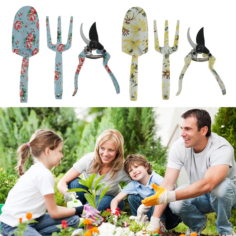 3PCs/Set Three-piece Shovel Rake Planting Tools Combination Home Gardening Tool Set Balcony Home-grown Mini Digging Suits