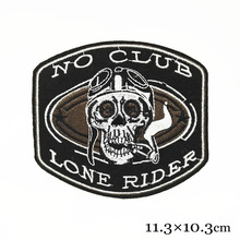 1Pc Geen Club Lone Rider Motor Skeleton Motorcycle Biker Patches Voor Kleding Geborduurd Iron On Patches