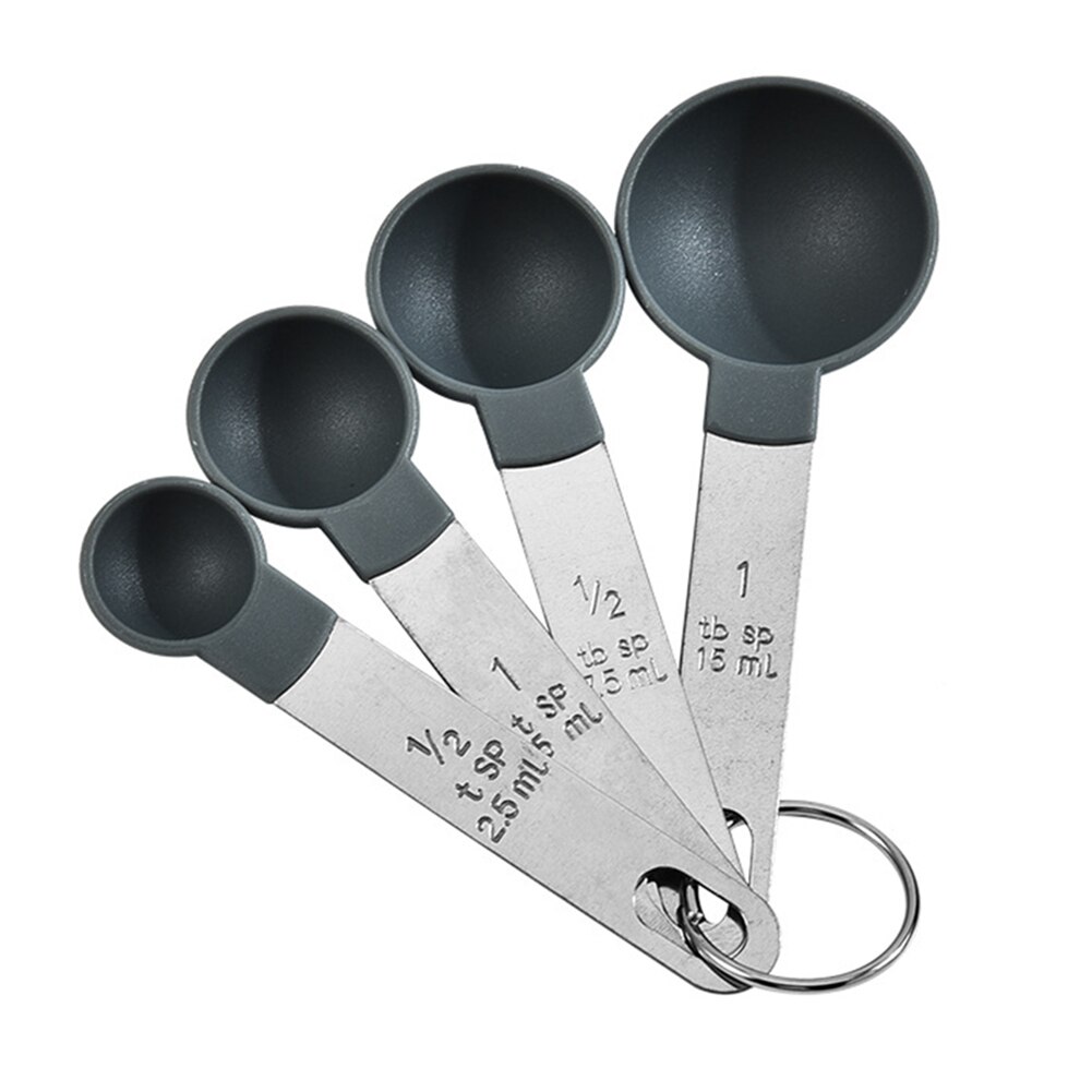 4pcs/set Cooking Measuring Spoons Plastic Handle Teaspoon Cups Multi Purpose Spoons PP Baking Accessories Kitchen Gadgets: A