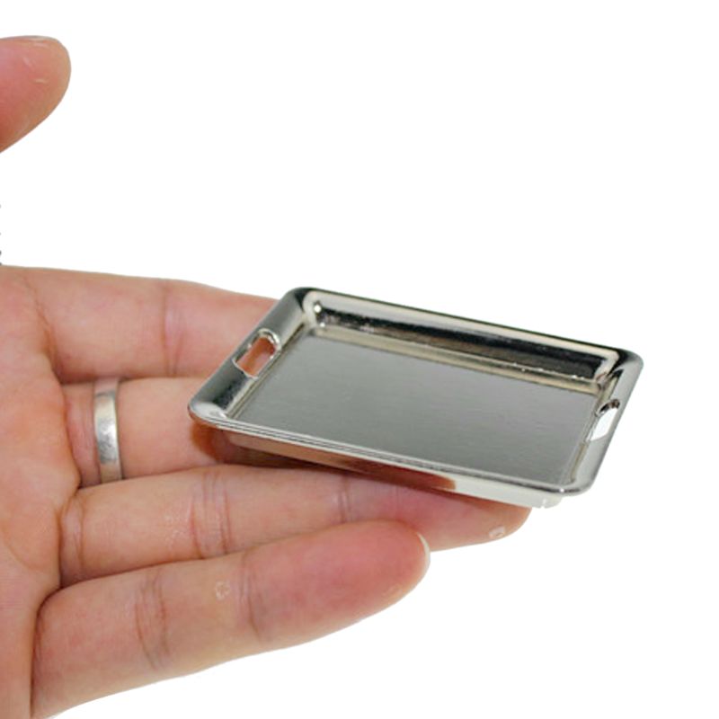 42x60mm Miniature 1/6 1/12 Mini Doll House Accessories Metal Plate Bread Tray Simulation Model Toys Decoration Y4UD